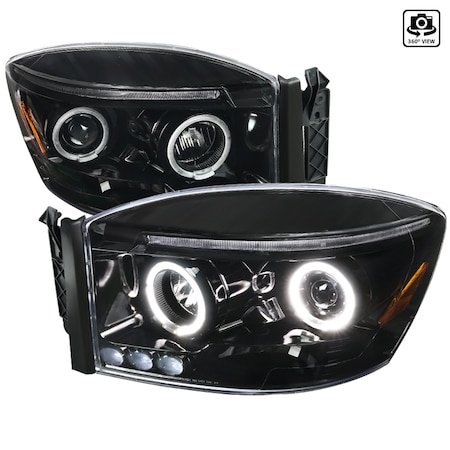 Spec-D Tuning 06-08 Dodge Ram Halo Projector Headlights- 2LHP-RAM06BK-TM
